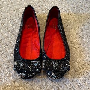Kate spade black and silver sequin bow ballet flats